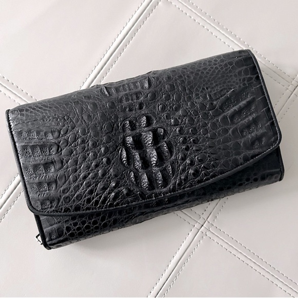 VINTAGE Textured Black Clutch Wallet Handbag